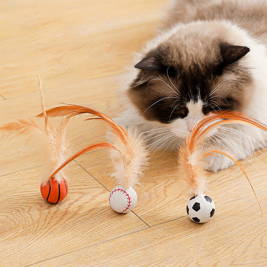 🔥2025 HOT SALE🐱 Interactive Cat Bouncy Ball with Feather